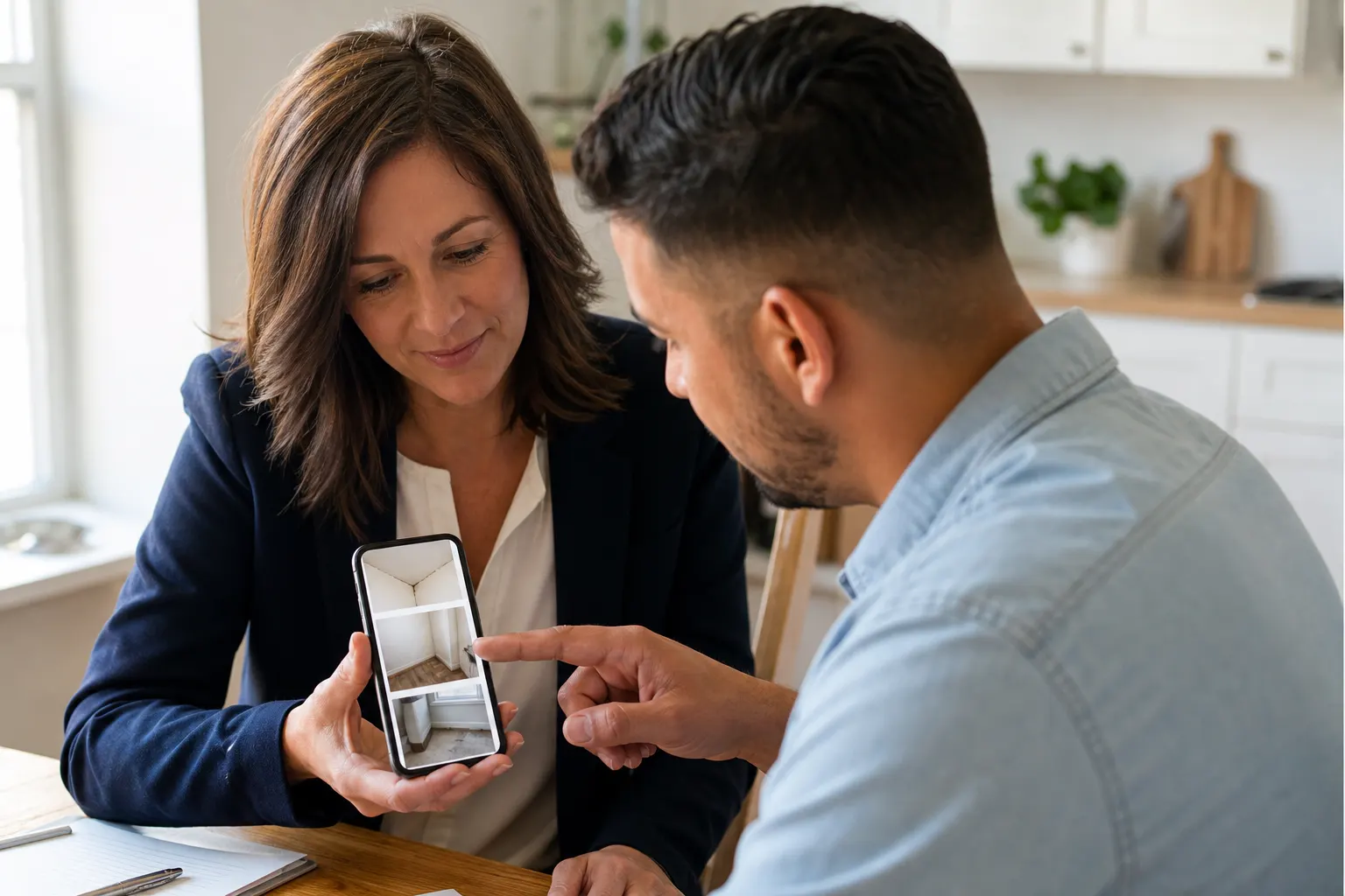 Customer reviewing a walkthrough on their phone