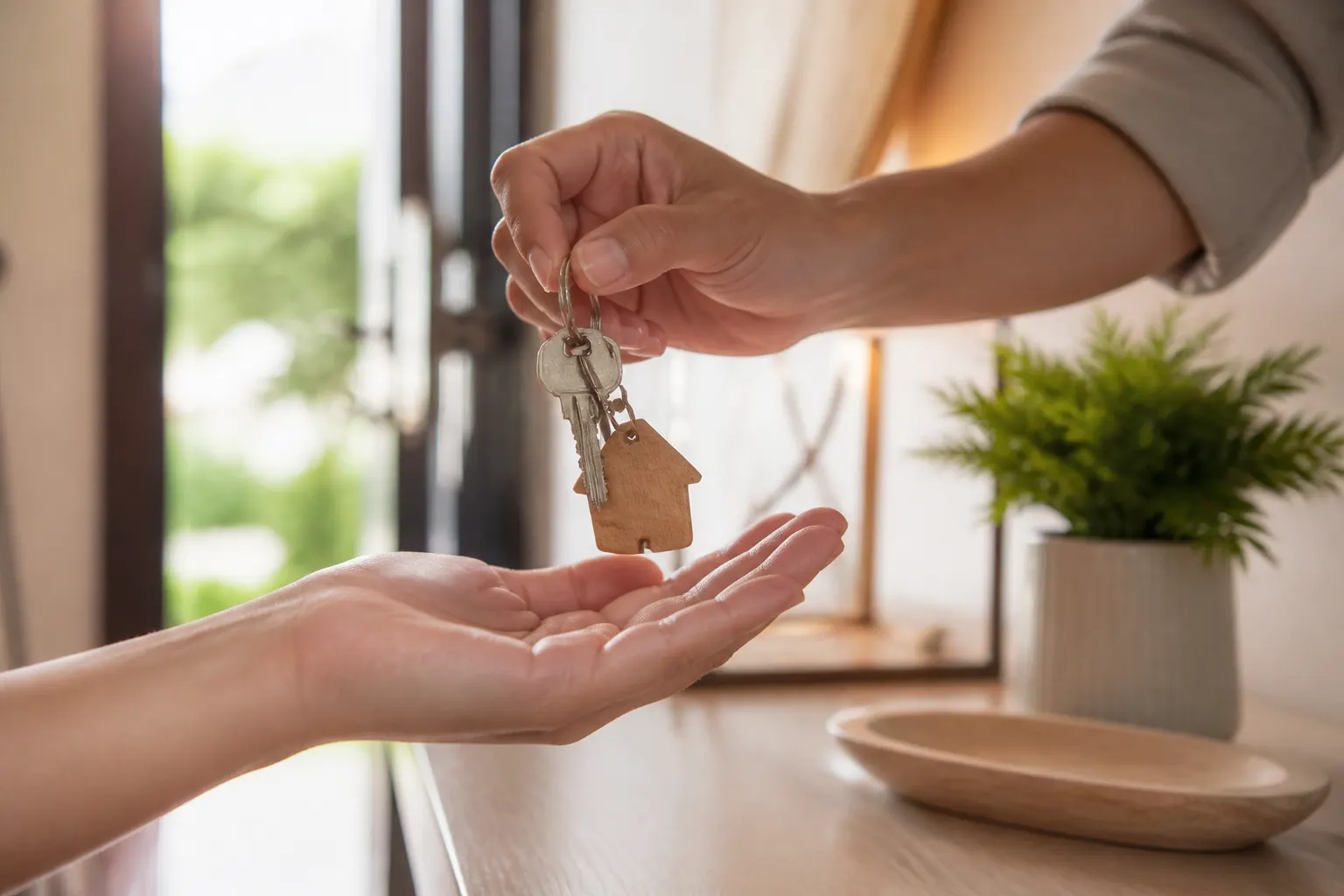 Keys handoff after a guest-ready vacation rental turnover